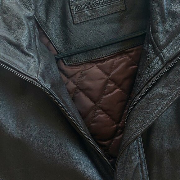 Dark Brown Genuine Leather Bomber Jacket/coat, Men's Medium, John Ashford - Picture 3 of 4
